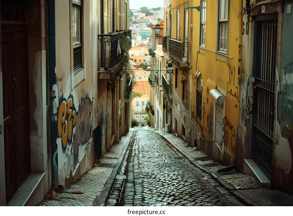 Cobblestone Alleyway in a European City