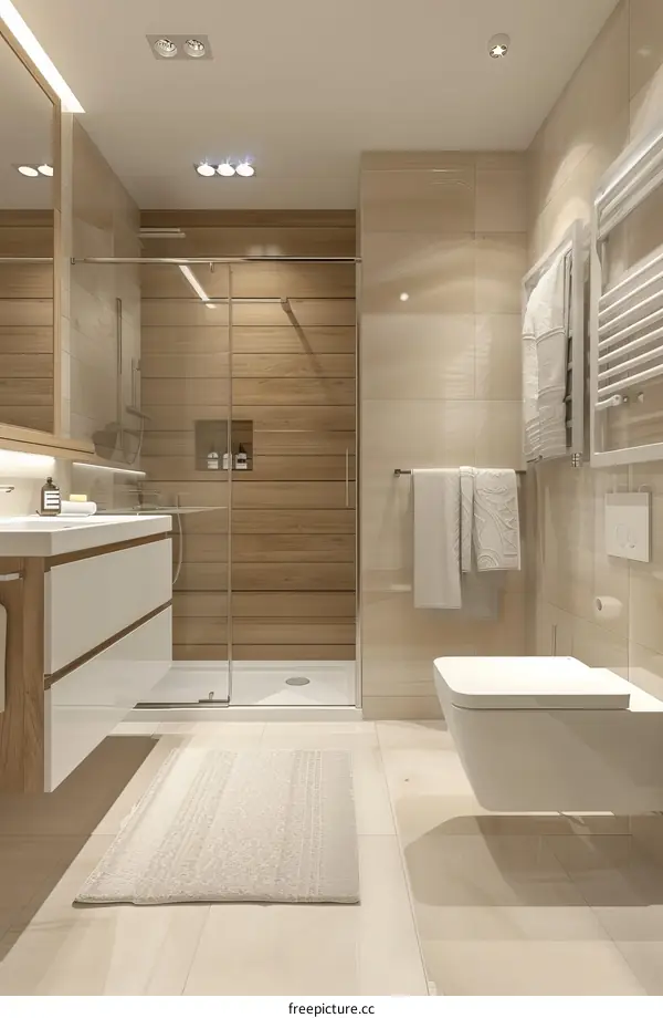 Modern Bathroom Interior Design with Walk in Shower