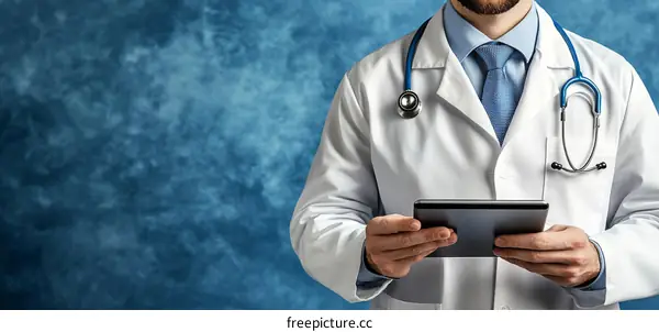 Doctor Using Tablet in Clinic