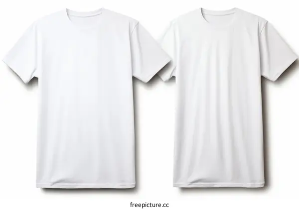 Two plain white shirts on a white background