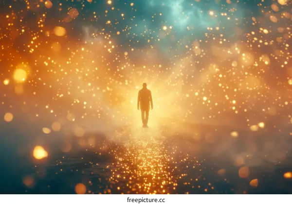 Man walking towards the light