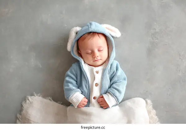 Adorable Baby Wearing Light Blue Outfit