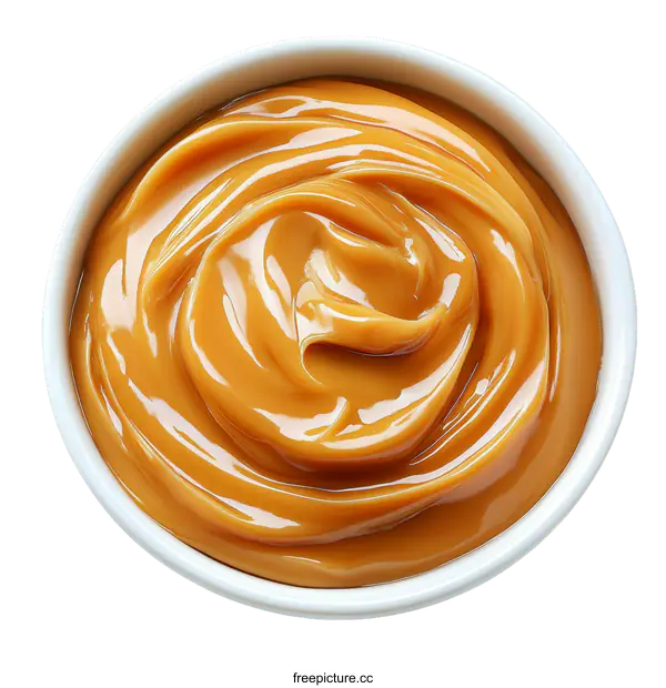 [Transparent Background PNG]Close Up Caramel Sauce in White Bowl
