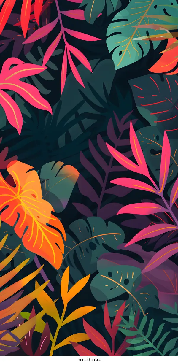 Tropical Leaves Background Seamless Pattern