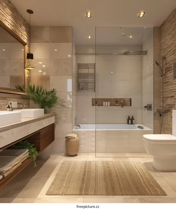 Modern Beige Bathroom Design with Natural Elements