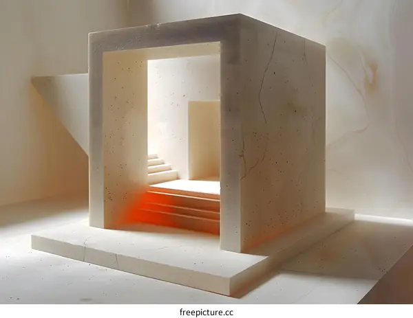Abstract Architecture Concrete Structure With Stairs