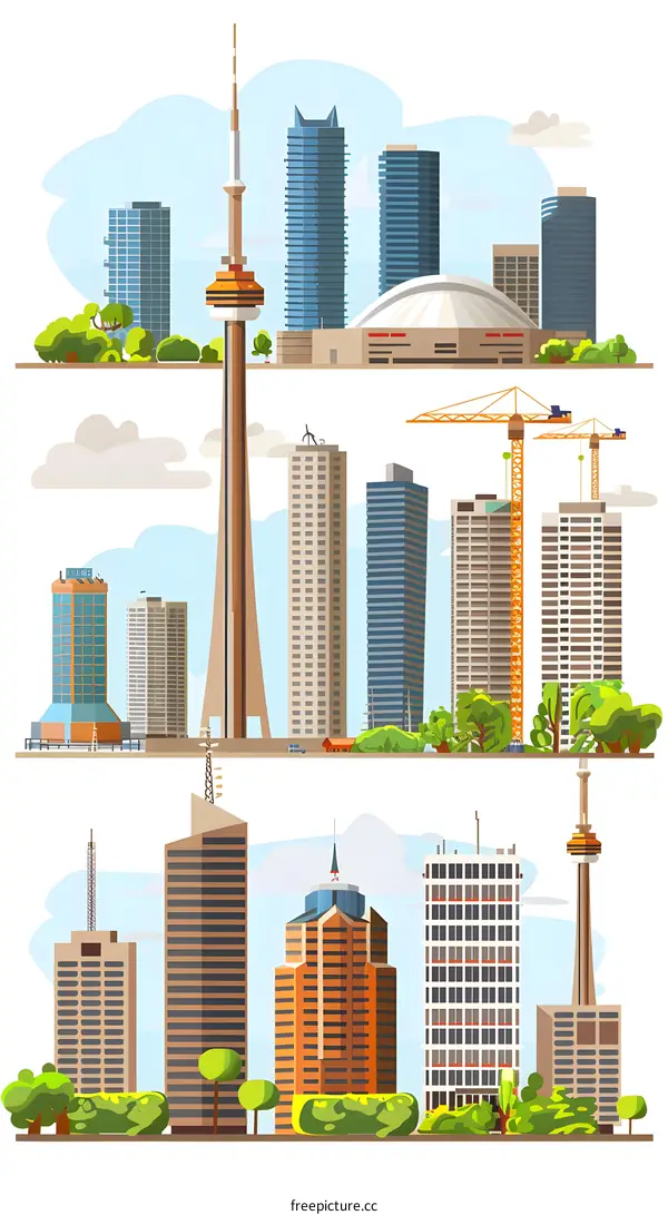 Toronto Skyline Illustration with CN Tower