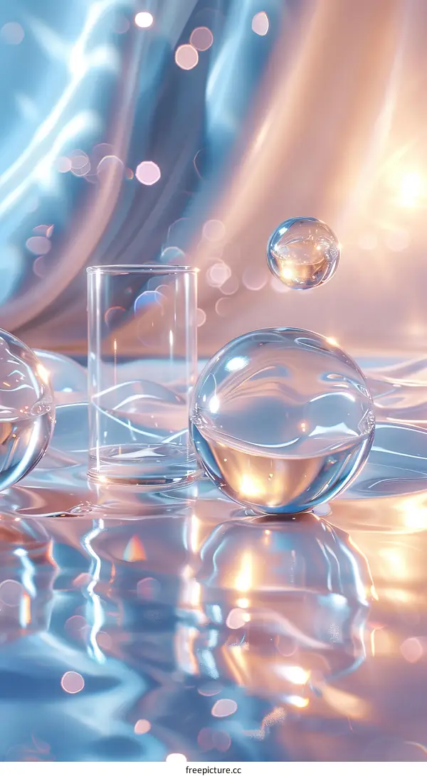 Abstract Glass Objects on a Pastel Background