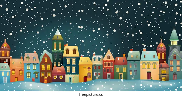 Snowy Night in a Christmas Village