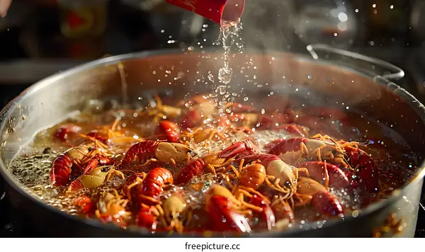 Cooking a pot of crayfish