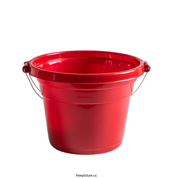 [Transparent Background PNG]Red Plastic Bucket with Metal Handles