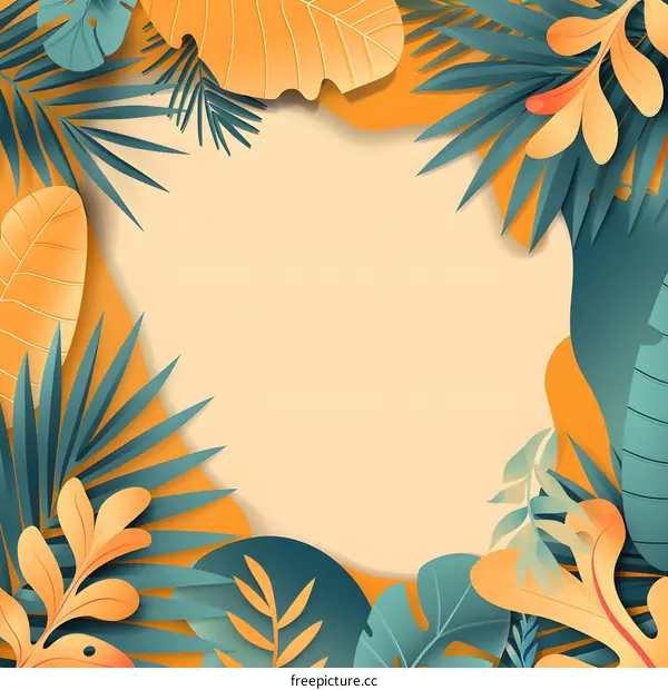 Tropical Leaf Paper Cut Background