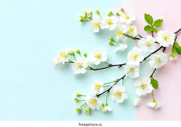Delicate Spring Blossoms on Pastel Background
