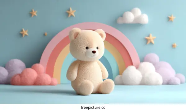 Cute Teddy Bear in a Colorful Room Setting