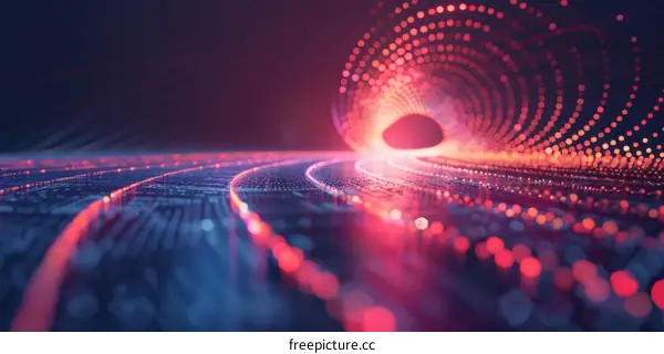 Abstract digital background with glowing particles and light effects