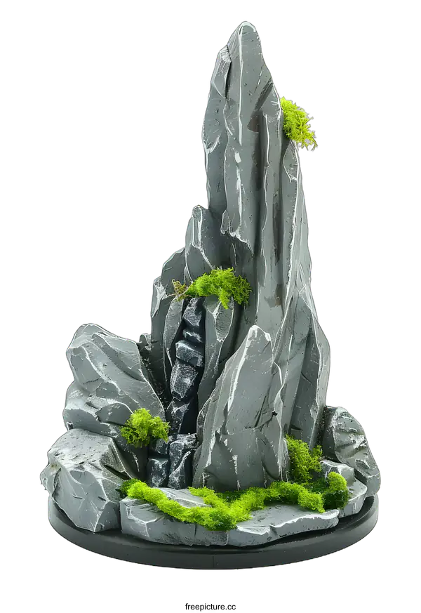 [Transparent Background PNG]Grey Rock Mountain Miniature Terrain Model