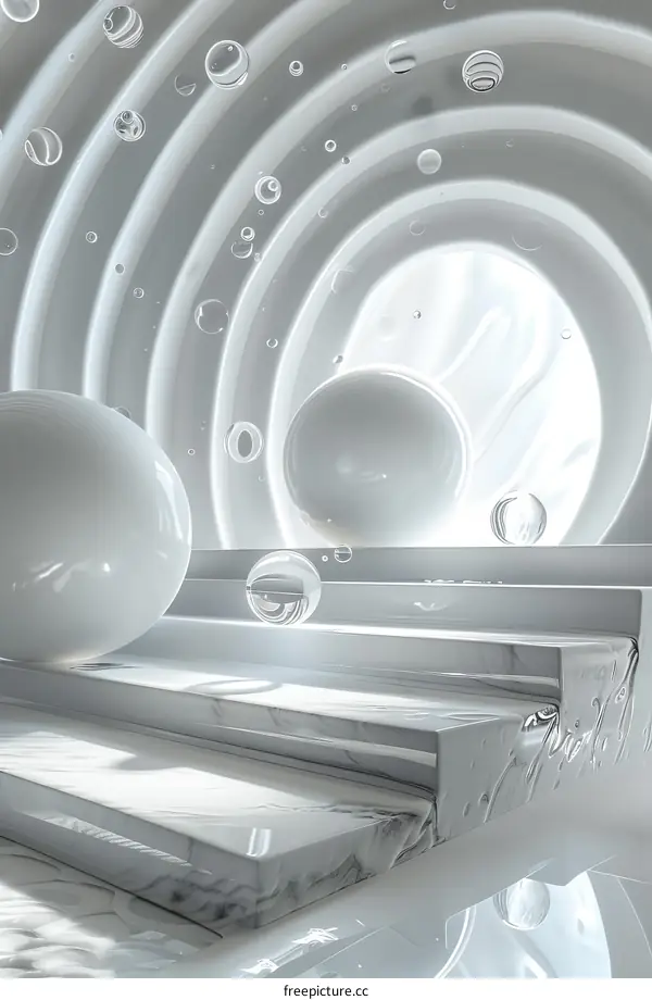 Abstract White Geometric Steps