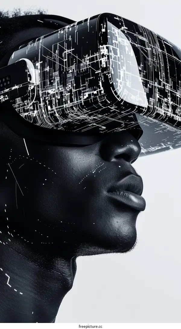 Black man wearing a virtual reality headset