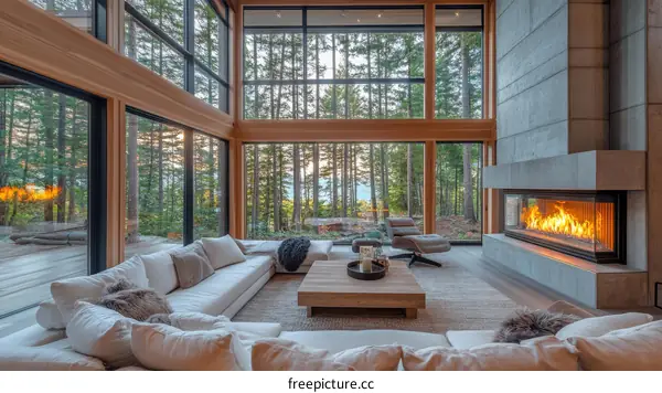 Modern Luxury Living Room with Panoramic Views