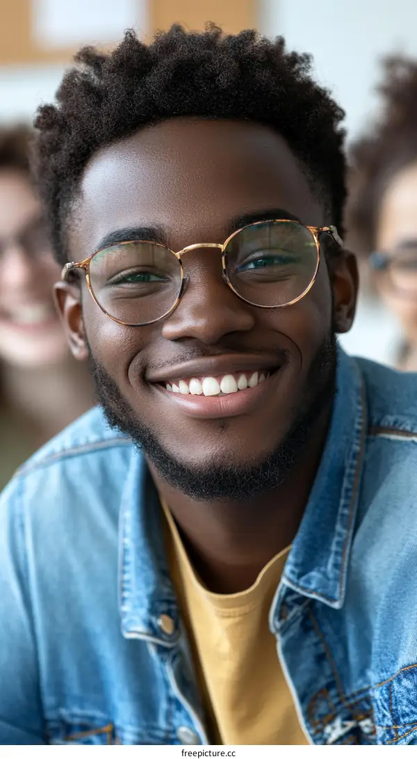 Smiling African American Man Wearing Glasses