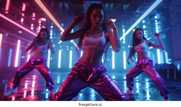 Three young women dancing in a nightclub