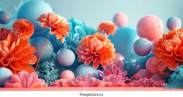 Abstract Floral Arrangement with 3D Balls