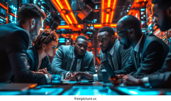 Group of African American business people having a meeting in a modern office