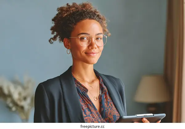 Confident Professional Woman Holding Tablet