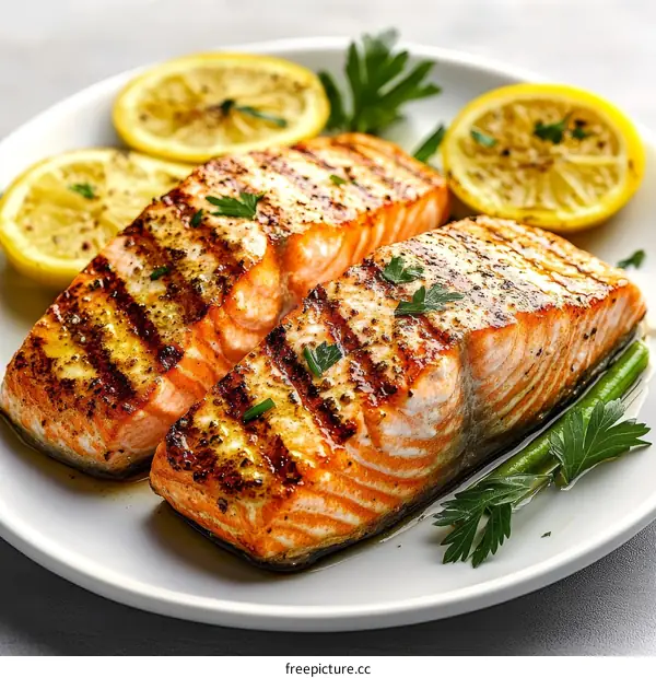 Grilled Salmon with Lemon and Parsley