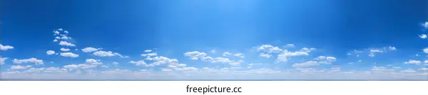 Vast Blue Sky Filled with Fluffy Clouds
