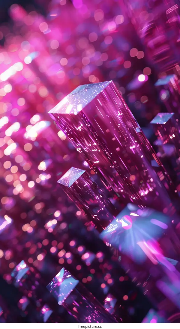 Pink crystal structures with sparkles