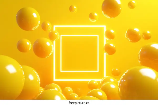 Abstract Yellow Sphere Background with Neon Frame