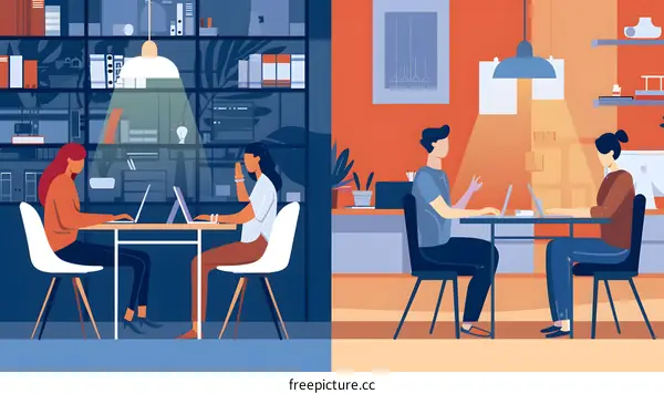 Group of People Working on Laptops in Office