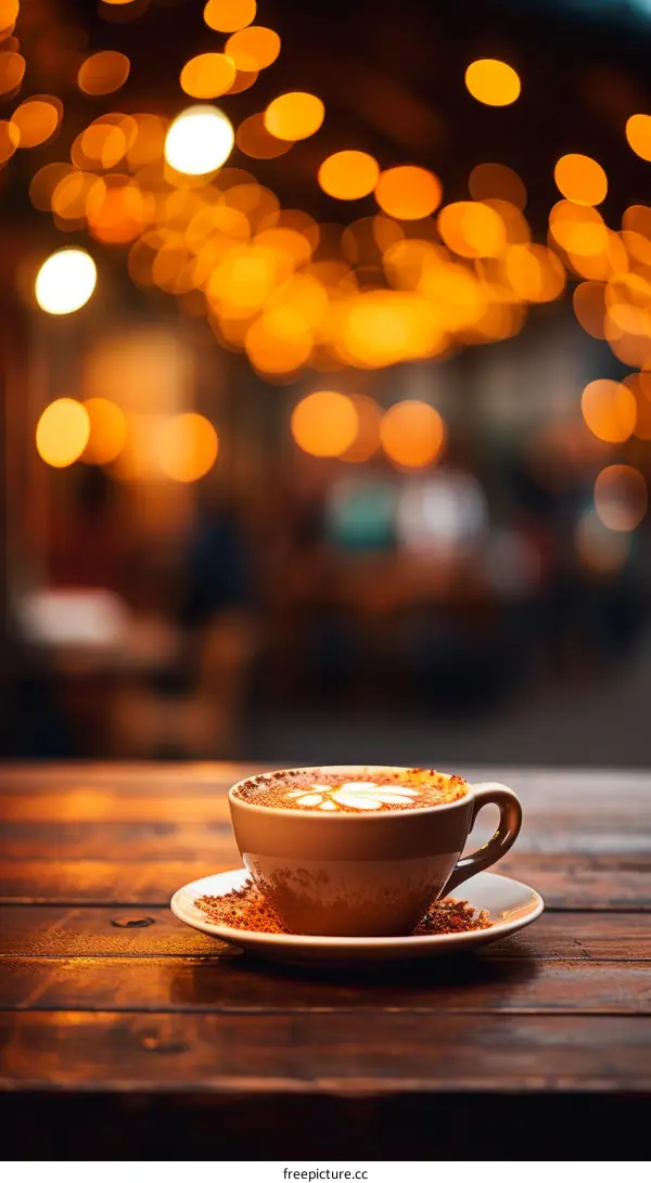 Cappuccino in a ceramic cup on a table