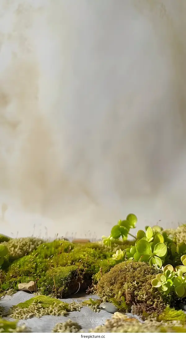 Green Moss and Plants on a White Background