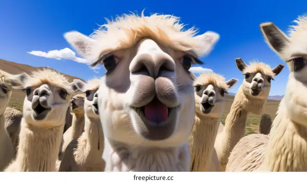 A Group of Alpacas Taking a Selfie