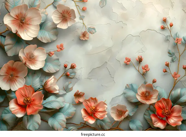 Embossed floral wallpaper