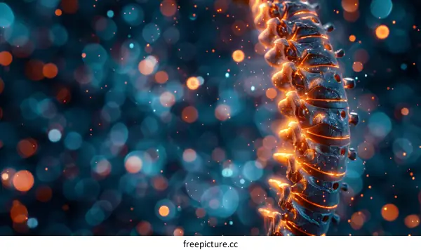 Blue and orange glowing spine