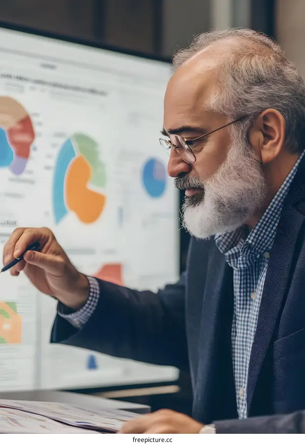 Serious Businessman Analyzing Charts