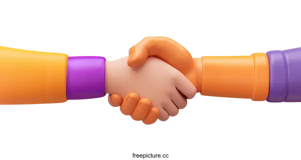 [Transparent Background PNG]Cartoon Handshake Illustration for Business Partnership