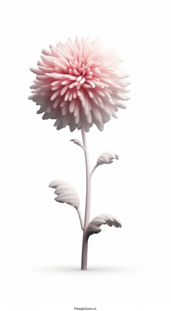 A single pink chrysanthemum flower on a white background