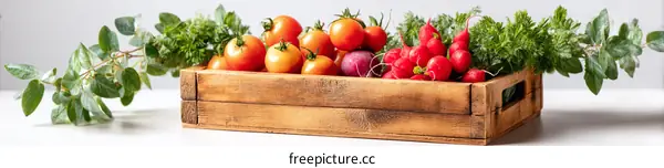 Fresh Vegetables in Wooden Crate