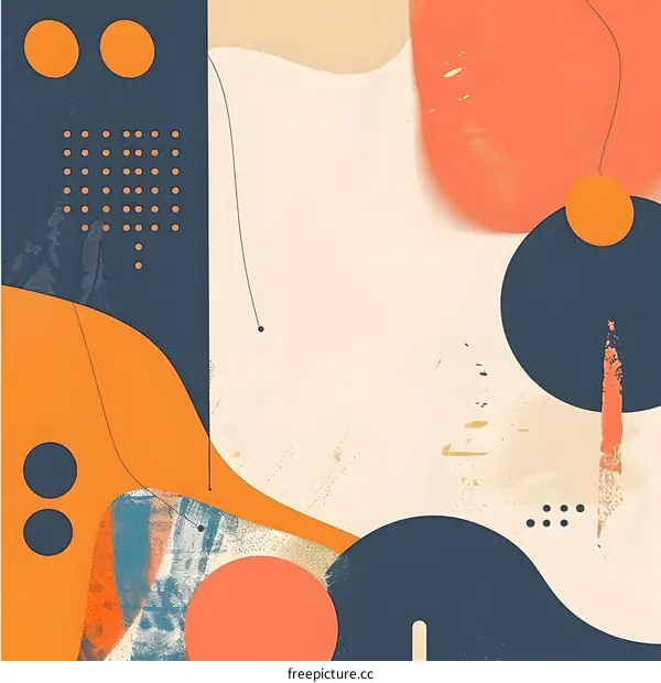 Abstract Art Design With Orange, Blue, and White Colors