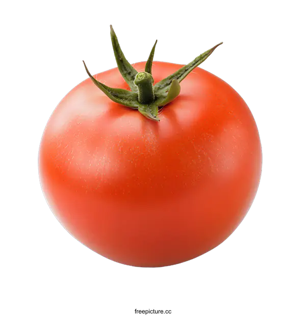 [Transparent Background PNG]Single Fresh Red Ripe Tomato Isolated on White Background