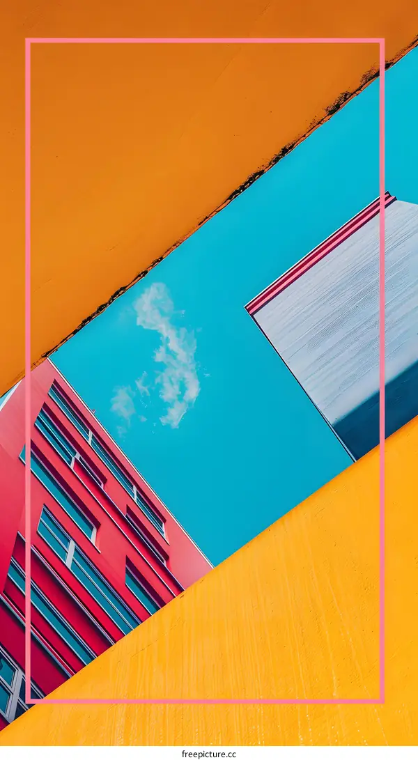 Abstract Architecture with Colorful Walls and Sky