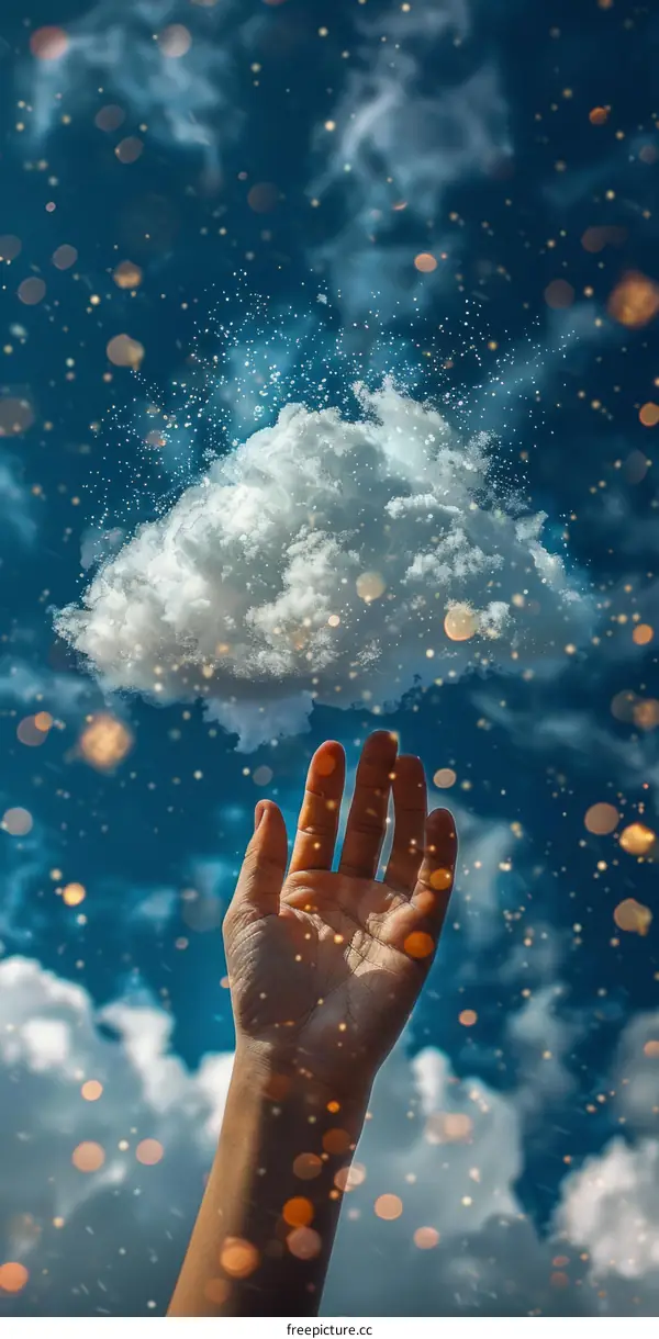 Reaching for Dreams: Hand Grasping a Cloud
