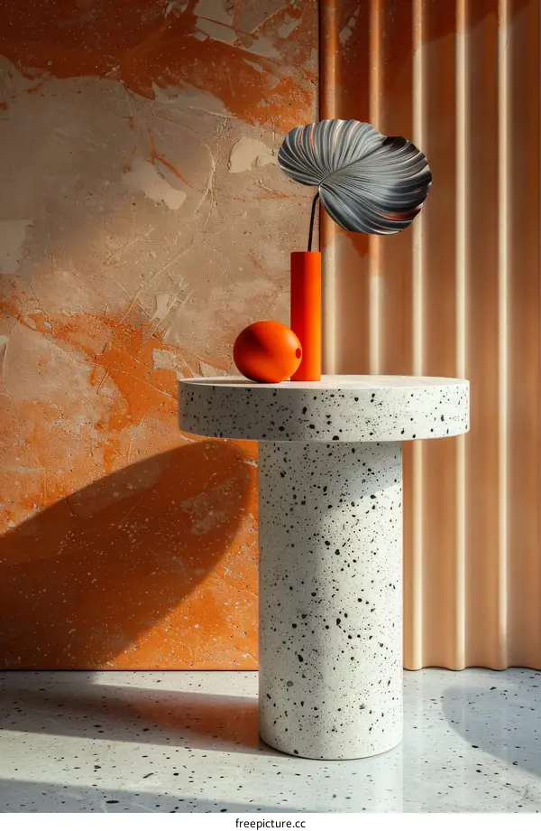 Modern Minimalist Coffee Table Design with Orange Vase