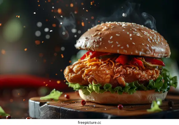 Crispy Fried Chicken Sandwich with Sesame Seed Bun