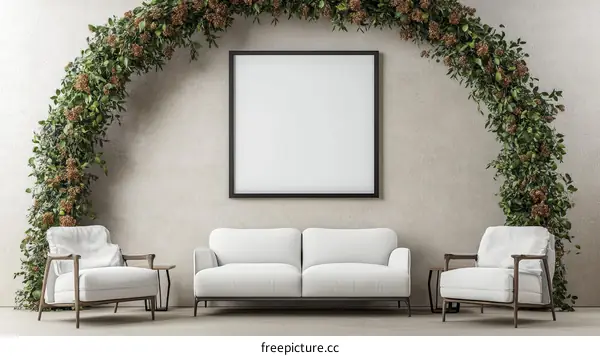 Modern Empty Frame Decorated with Plant Archway