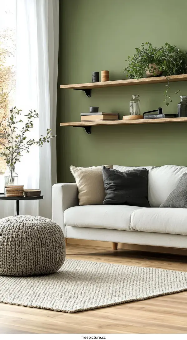 Modern Living Room with Greenery Accents